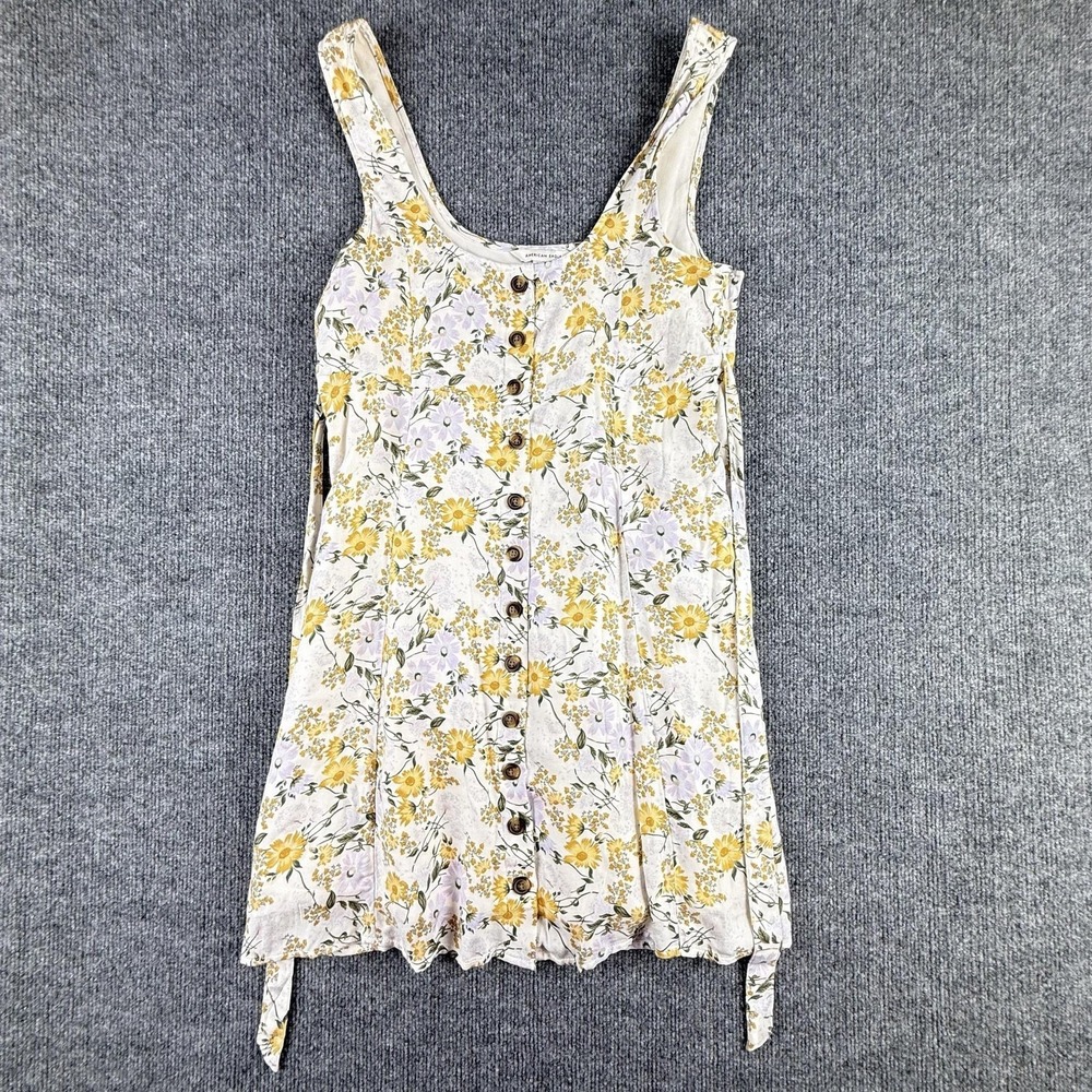 American Eagle Outfitters Dress Womens Small White Floral Button‎ Front Sundress